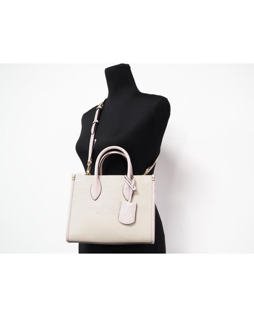 Michael Kors Green Mirella Small Powder Blush Canvas Shopper Crossbody Handbag Purse