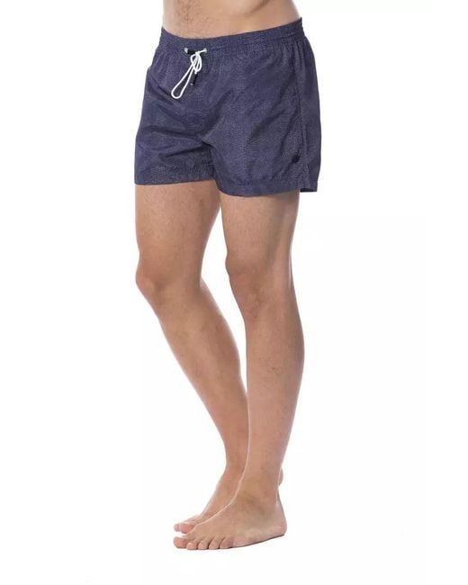 Roberto Cavalli Blue Printed Swimsuit Elegance for men