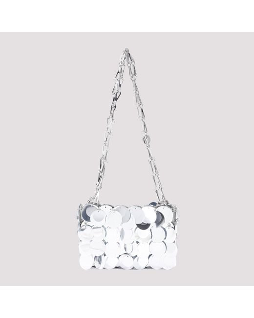 Rabanne White Silver Sparkle Nano Polyester Pochette