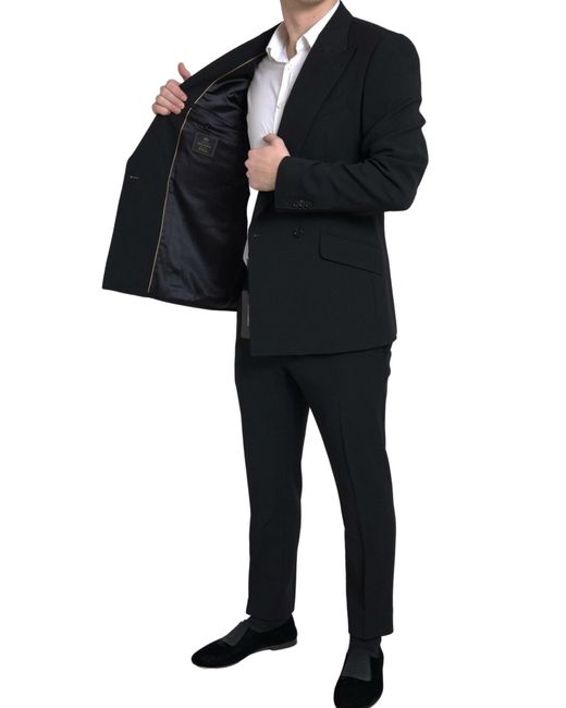 Dolce & Gabbana Black 2 Piece Double Breasted Sicilia Suit for men