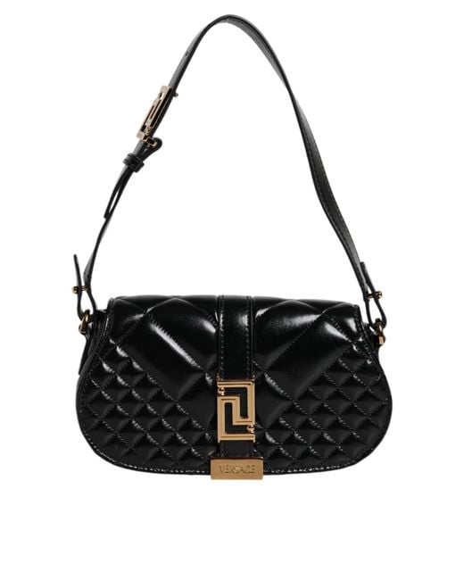 Versace Black Calf Leather Quilted Shoulder Strap Bag for men