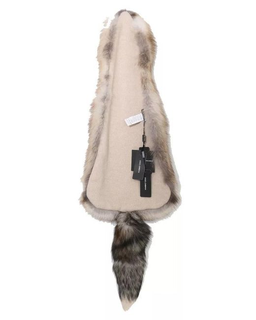 Dolce & Gabbana Black Fox Tail Fur Shawl Neck Wrap Cover Collar Scarf
