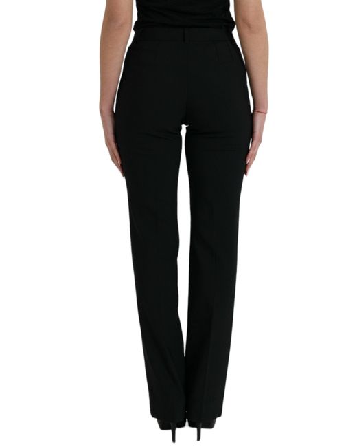 Dolce & Gabbana Black Elegant Tapered Wool Trousers