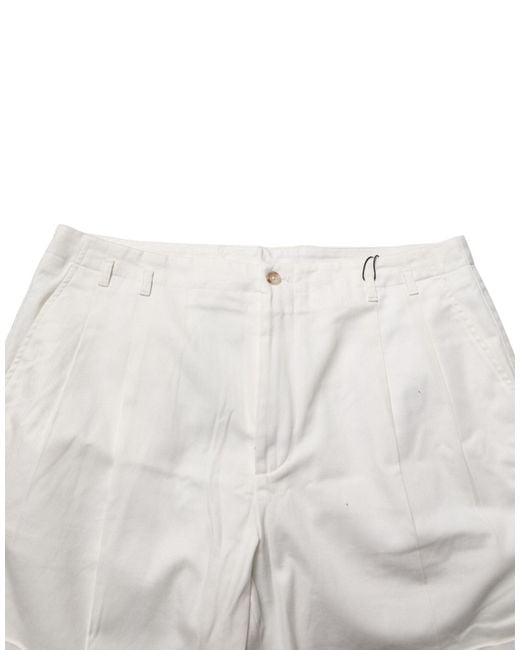 Dolce & Gabbana White Cotton Mid Waist Bermuda Shorts Co+01 for men