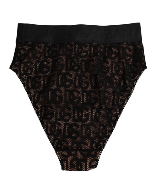 Dolce & Gabbana Black Dg Logo Lace High Brief Panty Underwear Cotton Clothing