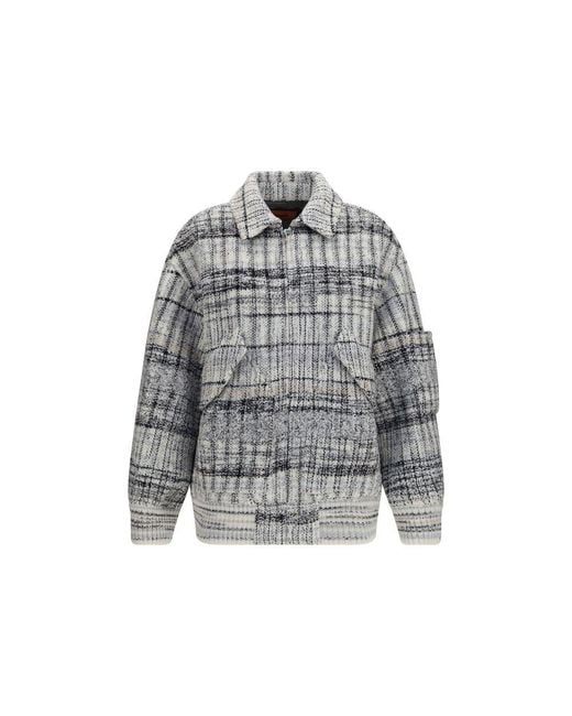 Missoni Gray Multicolor Wool Oves Aries Bomber