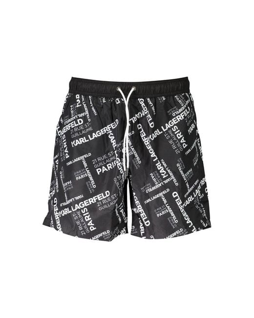 Karl Lagerfeld Black Polyester Swim Trunk for men