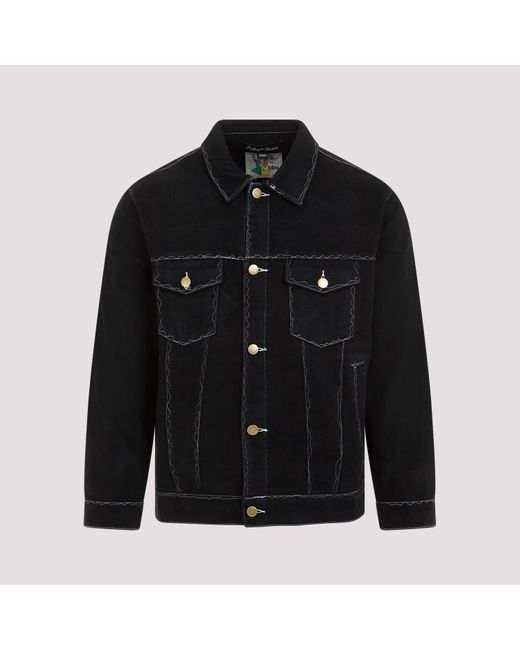 Kidsuper Black Cotton Messy Stitched Work Jacket for men