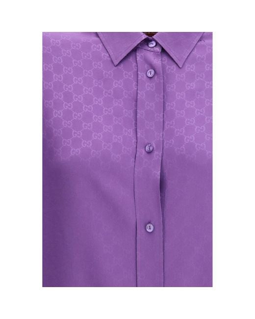 Gucci Purple Multicolor Silk Pattern Shirt