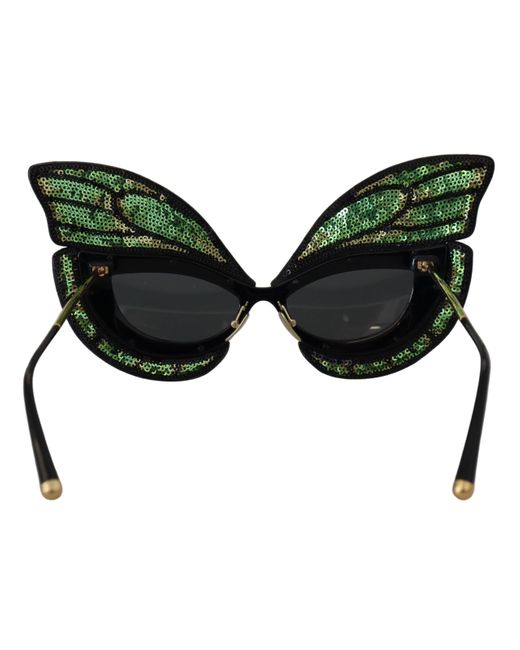 Dolce & Gabbana Black Exquisite Sequined Butterfly Sunglasses