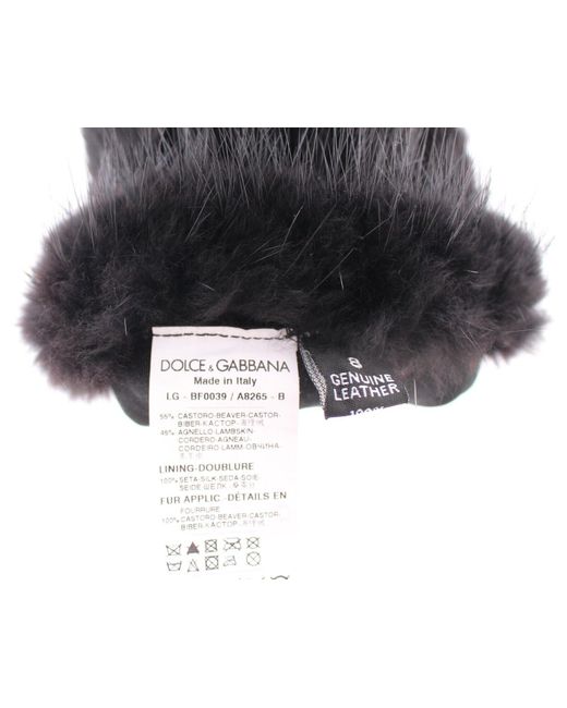 Dolce & Gabbana Black Beaver Fur Lambskin Leather Elbow Gloves