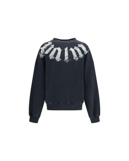 Palm Angels Blue Black Cotton Sweatshirt for men