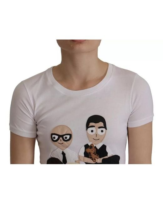 Dolce & Gabbana Gray #Dgfamily Patch Top Cotton T-Shirt