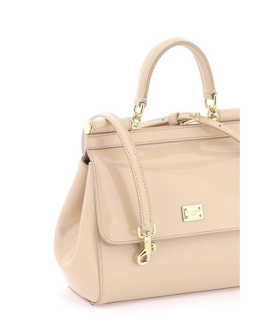 Dolce & Gabbana Natural Patent Leather 'sicily' Handbag