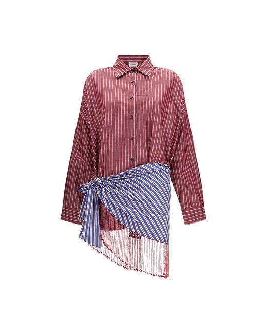 ANDAMANE Red Bordeaux Cotton Casual Dress