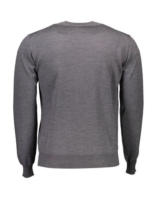 Harmont & Blaine Gray Elegant Wool Sweater With Classic Logo for men