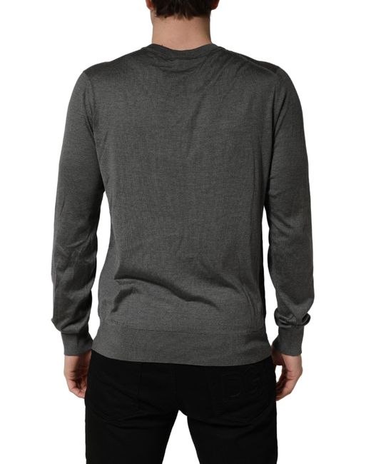 Dolce & Gabbana Gray Long Sleeves Crew Neck Pullover Sweater for men
