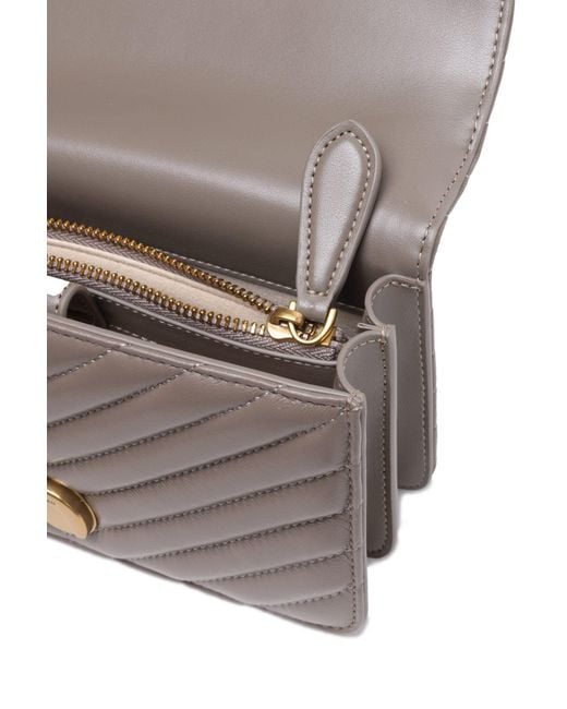 Pinko Multicolor Grey Leather Love One Mini Shoulder Bag