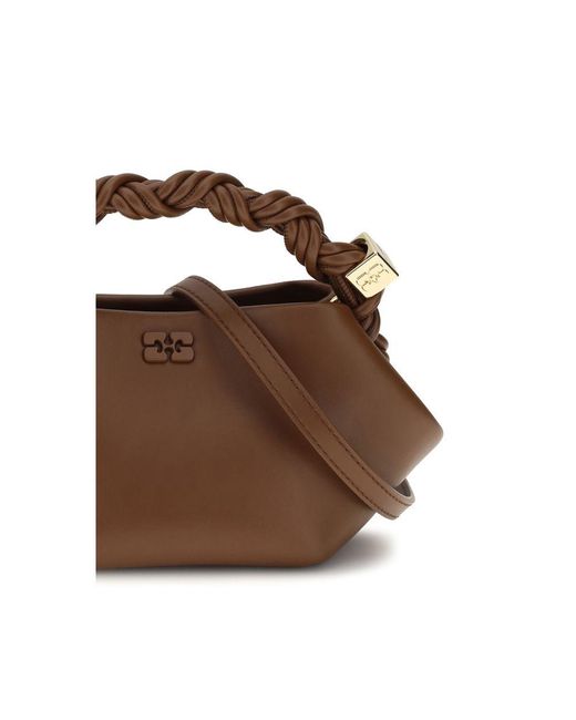 Ganni Brown Recycled Leather Shoulder Bag