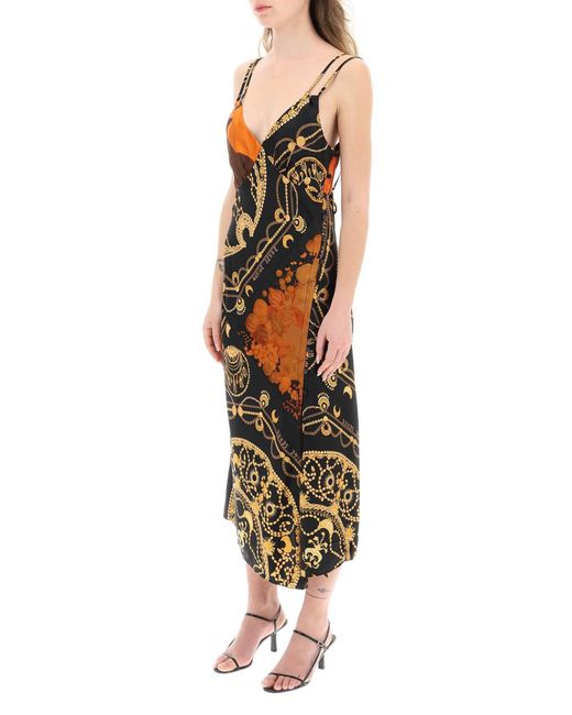 MARINE SERRE Multicolor Printed Silk Midi Dress