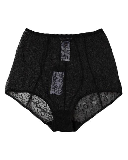 Dolce & Gabbana Black Logo Girdle High Waist Panty Underwear