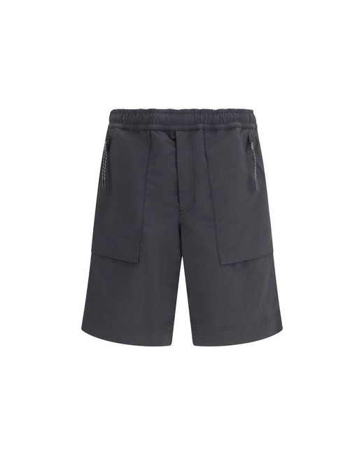 Moncler Gray Black Polyester Bermuda Shorts for men