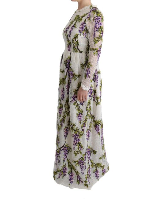 Dolce & Gabbana White Floral Embroidered Maxi Dress