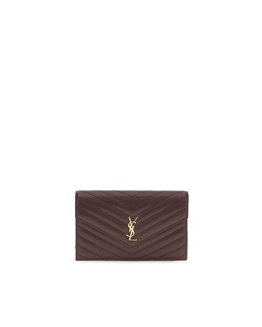Saint Laurent Brown Bordeaux Calf Leather Bos Taurus Clutch Bag