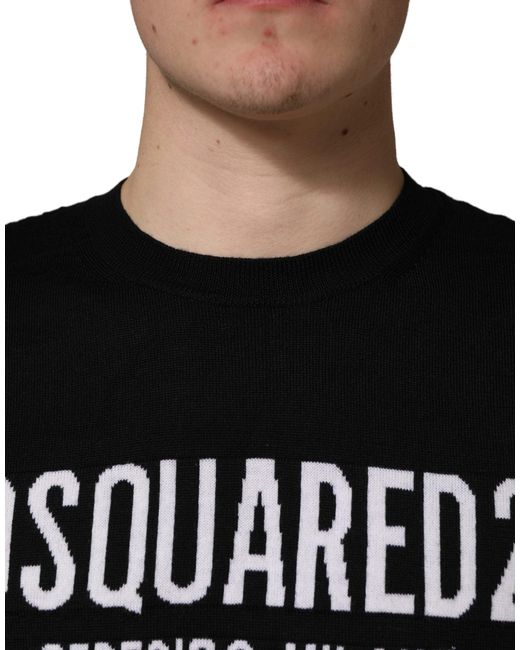 DSquared² Black Logo Knitted Crew Neck Men Pullover Sweater for men