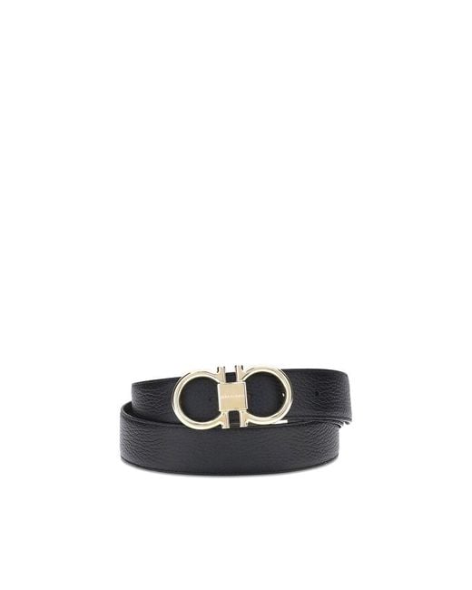 Ferragamo Black Leather Reversible Belt for men