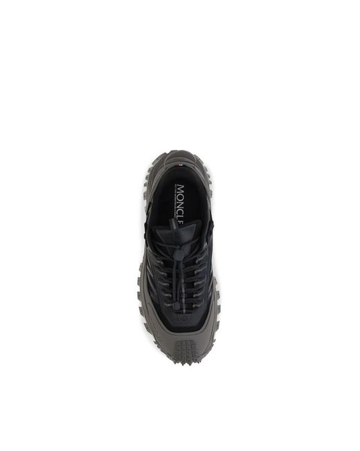 Moncler Black Gray Calf Leather Bos Taurus Athletic Sneakers for men