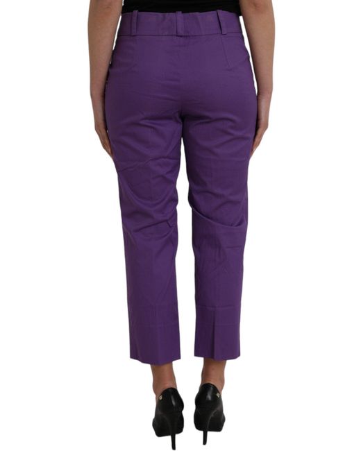 Bencivenga Purple Cotton Midwaist Straight Cropped Pants