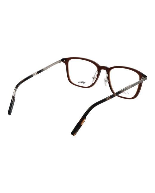Zegna Brown Plastic & Titanium Glasses (frames) for men