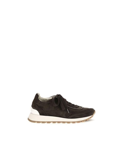 Brunello Cucinelli Black Brown Suede Leather Low Top Sneakers