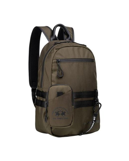 La Martina Black Bicolor Polyester Backpack for men