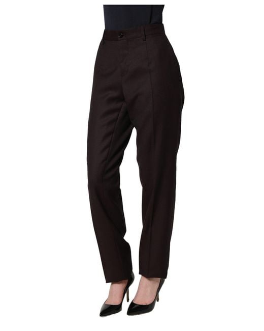 Dolce & Gabbana Black Brown Straight Leg Dress Silk Trousers Pants