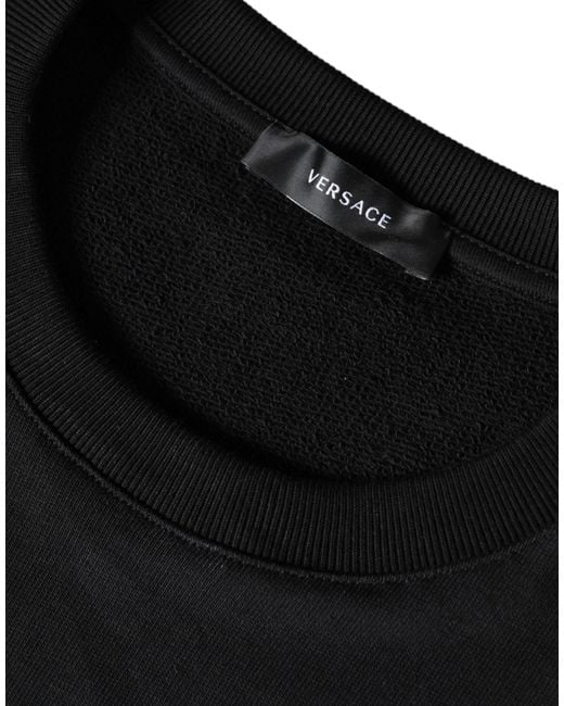 Versace Black Medusa Fleece Cotton Crew Neck Sweatshirt Sweater for men
