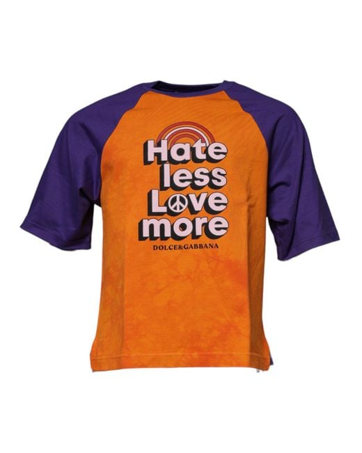 Dolce & Gabbana Orange Hate Less Love More Tiedye Tee for men