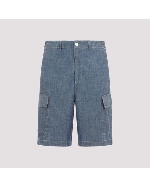 Universal Works Blue Indigo Mw Cotton Cargo Shorts for men