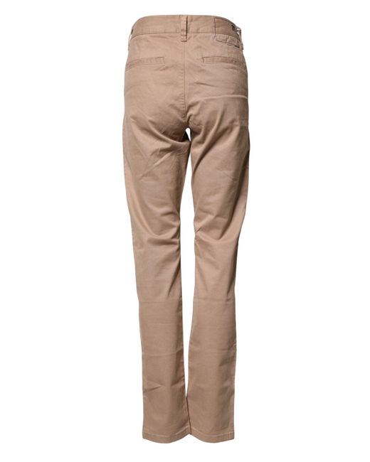 Sun 68 Natural Beige Cotton Mid Waist Straight Men Chino Trouser Pants for men