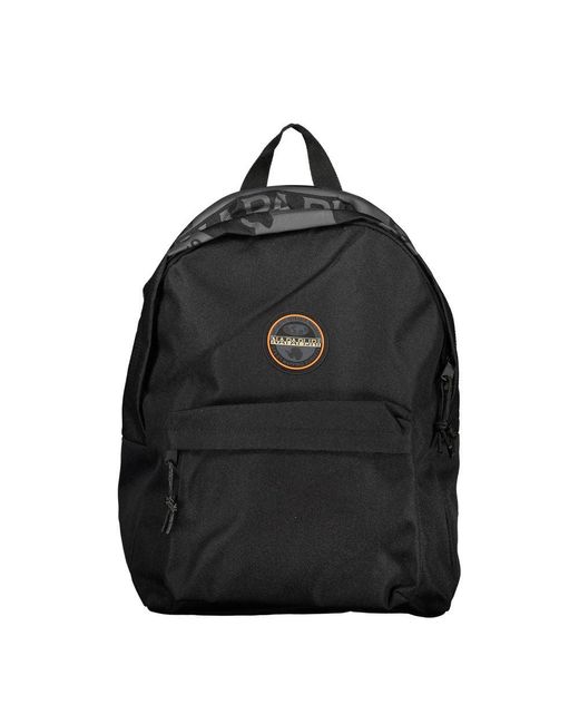Napapijri Black Sleek Cotton Backpack With Contrasting Details for men