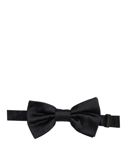 Dolce & Gabbana Black Silk Adjustable Neck Papillon Bow Tie for men