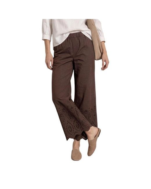 Street One Brown Cotton Casual Pants