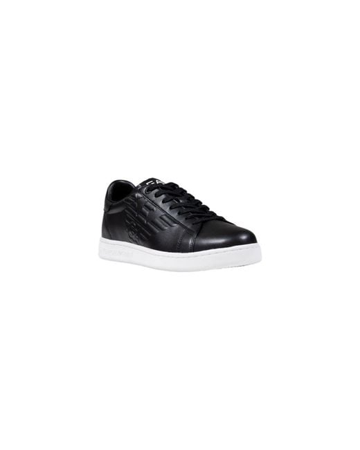 EA7 Blue Black Leather Sneakers for men