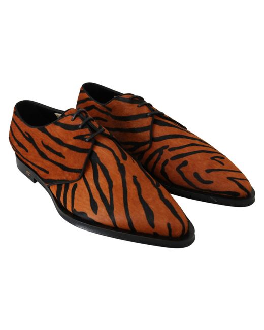 Dolce & Gabbana Brown Pony Hair Formal Dress Broque Shoes