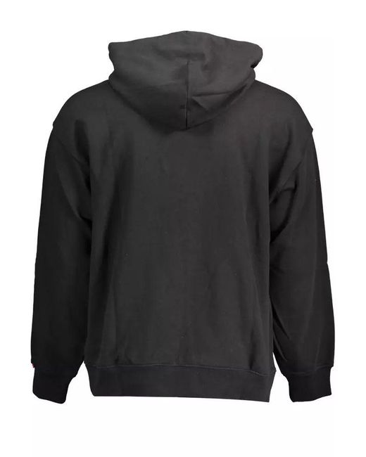 Levi's Sleek Black Cotton Hoodie With Embroidered Logo for men