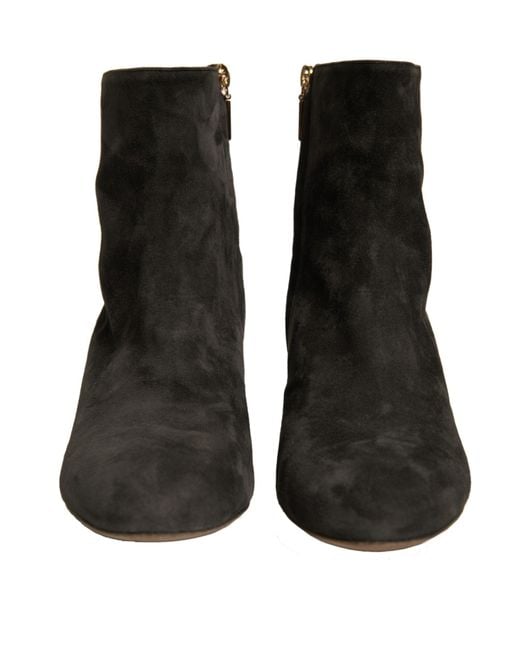 Dolce & Gabbana Black Embellished Heel Ankle Boots Shoes