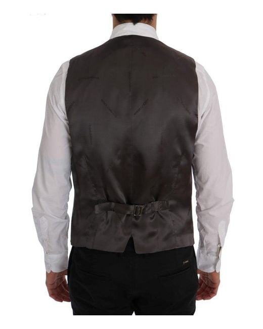 Dolce & Gabbana Black Staff Cotton Striped Vest for men