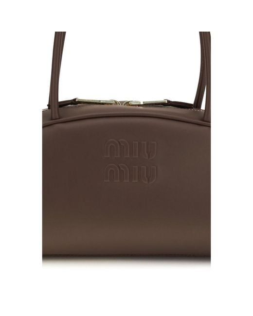 Miu Miu Brown Calf Leather Bos Taurus Shoulder Bag