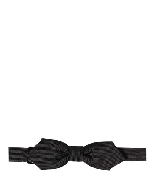 Dolce & Gabbana Men Black 100% Silk Adjustable Neck Papillon Bow Tie for men